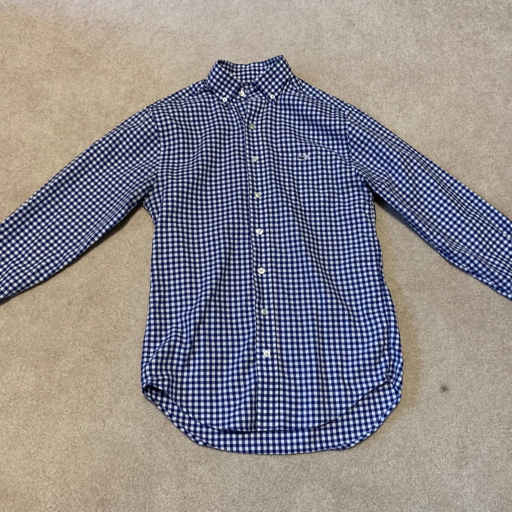 Vineyard Vines Classic Fit Tucker Long Sleeve Shirt Blue and White Size M